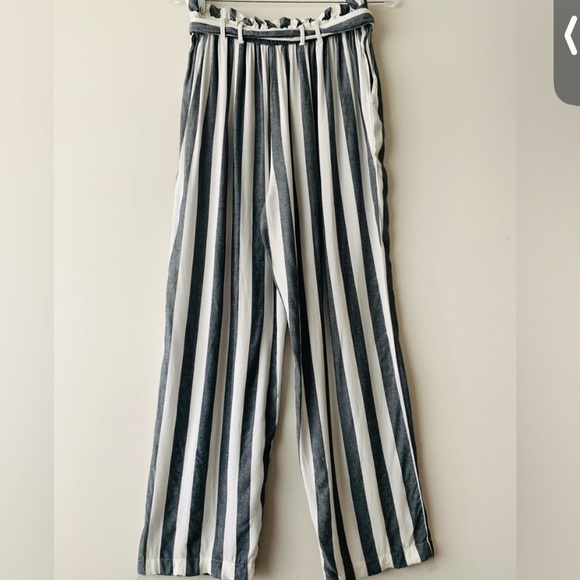 AMERICAN EAGLE STRIPED FLOWY TIE PANTS GREY SIZE SMALL - Picture 3 of 4